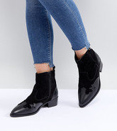 River Island - Stivaletti a pianta larga stile western in pelle - Nero