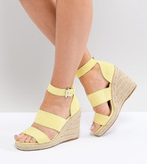 ASOS DESIGN - Taffy - Espadrilles a pianta larga con zeppa - Giallo