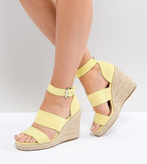 ASOS DESIGN - Taffy - Espadrilles a pianta larga con zeppa - Giallo