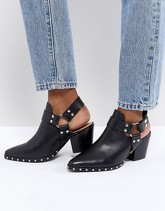 Office - Aaron - Stivali stile western in pelle nera con cinturini - Nero