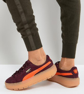 Puma - Trace - Sneakers con plateau bordeaux e arancione - Nero