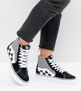 Vans Sk8 - Sneakers alte con stampa mista a scacchi - Nero