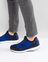 Armani Jeans - Scarpe da ginnastica blu in maglia con incrocio e logo - Grigio