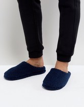 ASOS - Pantofole senza lacci in sherpa blu navy - Navy