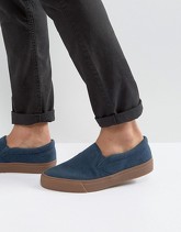 ASOS - Scarpe da ginnastica senza lacci in spugna blu navy con suola in gomma - Navy