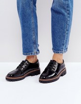 ASOS - MANOR - Scarpe piatte con allacciatura stile trekking - Nero