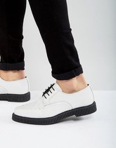 ASOS - Scarpe stringate in pelle bianca con suola creeper - Bianco