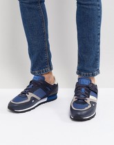 BOSS - Sneakers scamosciate con rete blu - Blu