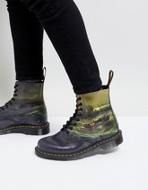 Dr Martens - Pescatori in mare di William Turner - Anfibi con 8 paia di occhielli - Nero