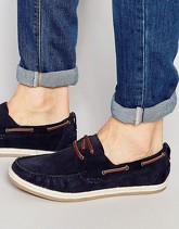 Dune - Scarpe da barca scamosciate blu navy - Blu