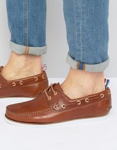 ASOS - Scarpe da barca in pelle color cuoio con suola bianca - Cuoio