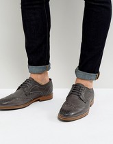 ASOS - Scarpe brogue in pelle grigia con suola naturale - Grigio