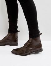 ASOS - Scarponcini brogue marroni in pelle sintetica stringati - Marrone