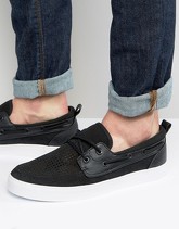 ASOS - Scarpe da barca nere in camoscio sintetico con dettagli traforati - Nero