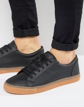 ASOS - Scarpe da ginnastica nere stringate con suola in gomma - Nero