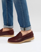 ASOS - Mocassini college in pelle bordeaux con zeppa - Rosso