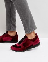 ASOS - Scarpe da ginnastica in velluto bordeaux - Rosso