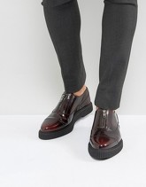 ASOS - Scarpe in pelle bordeaux con zip sul davanti e suola stile creeper - Rosso