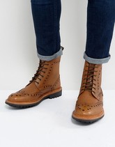 Ben Sherman - Stivali brogue in pelle color cuoio - Cuoio