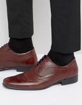 Red Tape - Scarpe brogue intagliate bordeaux in pelle - Rosso