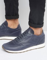 Reebok - Classic BD1751 - Scarpe da ginnastica di pelle blu navy - Grigio