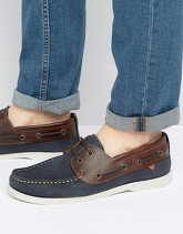 River Island - Scarpe da barca in pelle blu navy e marrone - Navy