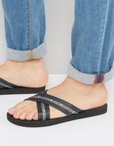 Versace Jeans - Infradito a incrocio con logo nere - Nero