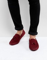 ASOS - Mocassini scamosciati bordeaux con nappe - Rosso