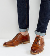 ASOS - Scarpe Oxford a pianta larga in pelle color cuoio con suola naturale - Cuoio