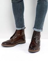 Base London - Hurst - Stivaletti brogue in pelle marroni - Marrone