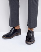 Base London - Harvey - Scarpe Oxford nere in pelle senza lacci - Nero