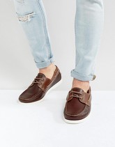 River Island - Scarpe da barca in pelle marrone - Marrone