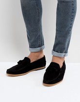 River Island - Mocassini scamosciati neri con nappe - Nero