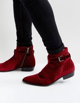 Walk London - Ziggy - Stivaletti in velluto - Rosso