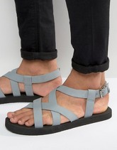 ASOS - Sandali in nabuk grigio con incrocio - Grigio