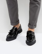 ASOS - Mocassini neri in pelle con suola creeper - Nero