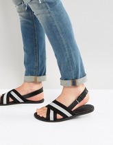 ASOS - Sandali in pelle con cinturini in nylon - Nero