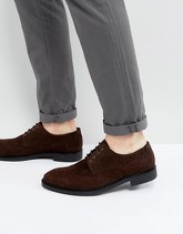 Dead Vintage - Scarpe derby brogue marroni scamosciate - Marrone